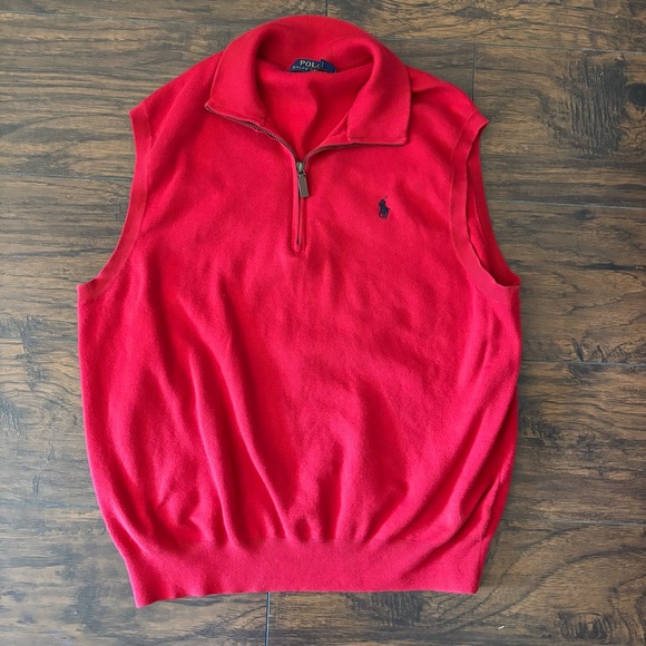 Ralph Lauren Men's Red Zip-Up Sweater Vest - Picture 1 of 3